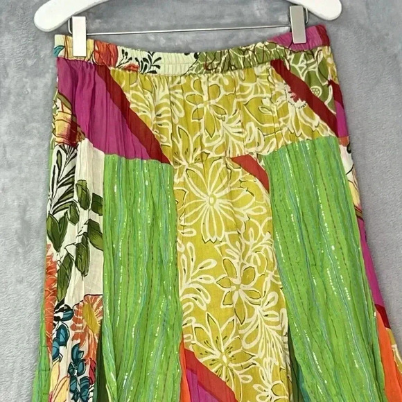 Anü Sz S Colorful Breezy Funky Lightweight‎ Floral Art-to-Wear Skirt Cotton Lux - Picture 2 of 16